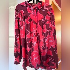 Floral Red and Pink Women's Silk Top. Brand New